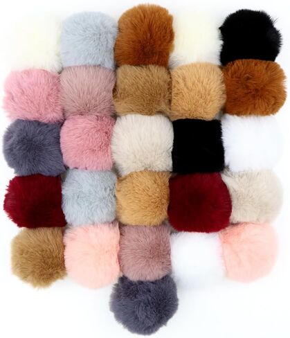 26 قطعة من كرات بوم بوم من فرو الثعلب الصناعي DIY من فرو بوم بوم مع حلقة مرنة للقبعات وسلاسل المفاتيح والأوشحة والقفازات والحقائب الساحرة وإكسسوارات الحياكة (متعددة الألوان) in Kuwait