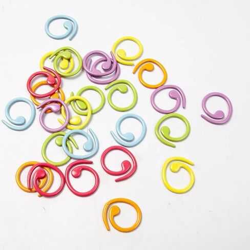 Hilsayum 30PCS Metal Stitch Markers Helical-Shaped Crochet Markers Ring Multicolor Crochet Locking Markers for Knitting and Crocheting (Multicolor) in Kuwait