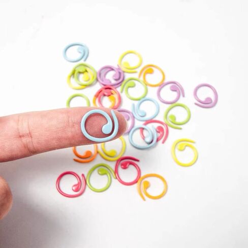 Hilsayum 30PCS Metal Stitch Markers Helical-Shaped Crochet Markers Ring Multicolor Crochet Locking Markers for Knitting and Crocheting (Multicolor) in Kuwait
