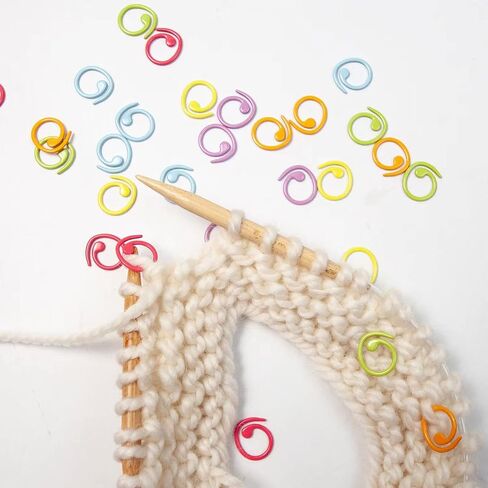Hilsayum 30PCS Metal Stitch Markers Helical-Shaped Crochet Markers Ring Multicolor Crochet Locking Markers for Knitting and Crocheting (Multicolor) in Kuwait