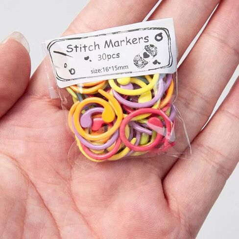 Hilsayum 30PCS Metal Stitch Markers Helical-Shaped Crochet Markers Ring Multicolor Crochet Locking Markers for Knitting and Crocheting (Multicolor) in Kuwait