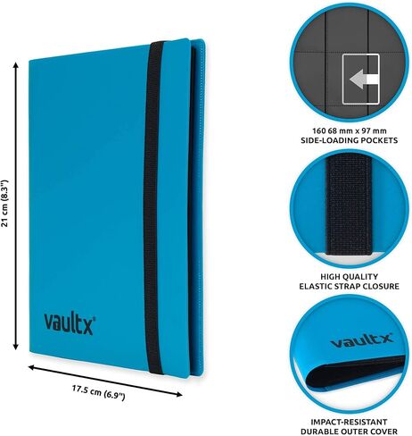 Vault X Binder - مجلد ألبوم بطاقات التداول ذو 4 جيوب - مجلد جيب تحميل جانبي 160 لـ TCG (أزرق) in Kuwait