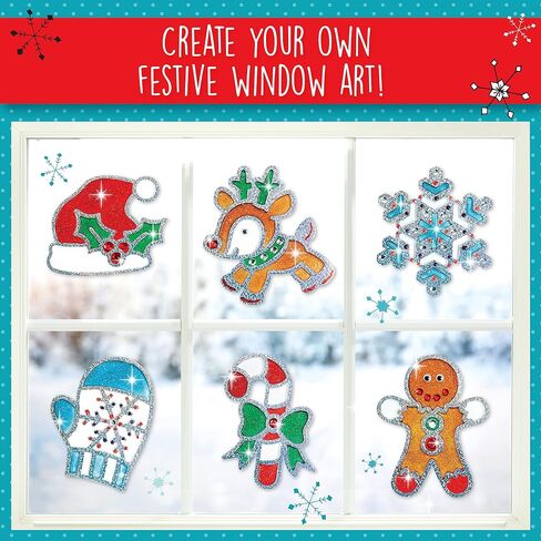 Creativity for Kids Holiday Easy Sparkle Window Art Craft Kit: Create 7 Window Art Designs, Holiday Crafts, Christmas Crafts for Kids Ages 6-8+, Christmas Activities for Kids in Kuwait