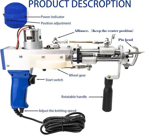 مسدس تلميع فني، مسدس سجاد قطع وحلقة 2 في 1، مجموعة أدوات بدء تشغيل مسدس اللف، مسدس سجاد، لصنع السجاد طاقة تيار متردد 100 فولت - 240 فولت in Kuwait