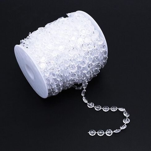 BlueSnail 30 قدم شفاف من الأكريليك مثل الخرز الملفوف بواسطة The Roll - زينة الزفاف، ديكور الحفل، DIY (مسطح، شفاف) in Kuwait