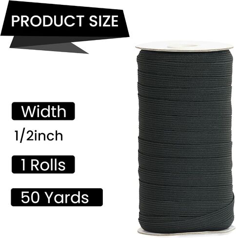 Flat Elastic Band for Sewing, 1/8 inch 50 Yards High Elasticity White Elastic Cord Elastic Rope Knit Elastic Spool for Sewing DIY Crafts(White,1/8 Inch * 50 Yard) in Kuwait