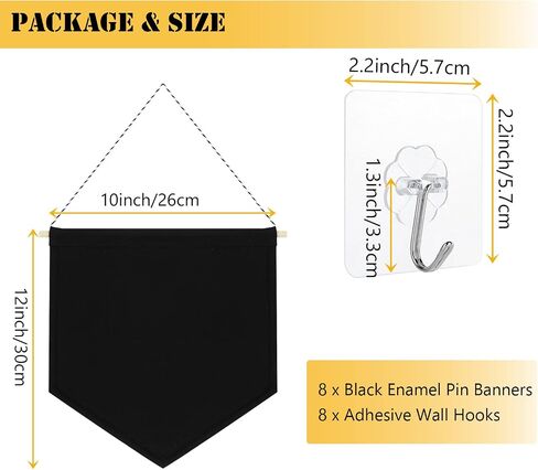 8PCS Canvas Banner Blank, White Canvas Banners with Wooden Dowel, Enamel Pin Wall Display Banner for Enamel Pins Lapels Badges Buttons Patches Collection, 26 x 30cm in Kuwait