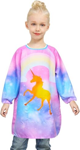 مريلة فنية للأطفال من Fiodrimy Kids Art Smock Unicorn، مريلة طلاء مقاومة للماء للفتيات والأولاد بأكمام طويلة مع جيب للأطفال من سن 8 إلى 12 عامًا، مقاس كبير in Saudi Arabia