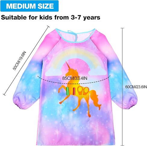 مريلة فنية للأطفال من Fiodrimy Kids Art Smock Unicorn، مريلة طلاء مقاومة للماء للفتيات والأولاد بأكمام طويلة مع جيب للأطفال من سن 8 إلى 12 عامًا، مقاس كبير in Saudi Arabia