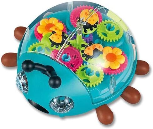 Nenekal Electric Transparent Gear Train Toy with Flashing Lights and Music, 360 Rotation, Battery Operated Bump and Go Car Toddler Toys, Multicolored, for Boys Girls 3+ in Kuwait