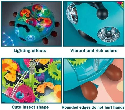 Nenekal Electric Transparent Gear Train Toy with Flashing Lights and Music, 360 Rotation, Battery Operated Bump and Go Car Toddler Toys, Multicolored, for Boys Girls 3+ in Kuwait