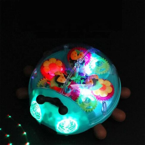 Nenekal Electric Transparent Gear Train Toy with Flashing Lights and Music, 360 Rotation, Battery Operated Bump and Go Car Toddler Toys, Multicolored, for Boys Girls 3+ in Kuwait