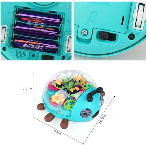 Nenekal Electric Transparent Gear Train Toy with Flashing Lights and Music, 360 Rotation, Battery Operated Bump and Go Car Toddler Toys, Multicolored, for Boys Girls 3+ in Kuwait