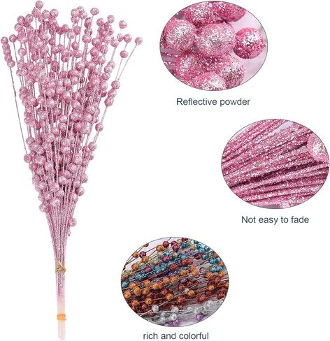 ASSR 100 حزمة من سيقان التوت اللامعة لعيد الميلاد، 15.7 بوصة أعواد عيد الميلاد المزيفة، أعواد لامعة من الفاكهة الاصطناعية لتزيين شجرة عيد الميلاد - أخضر، 210712XU03-7-2#HSM13 in Kuwait