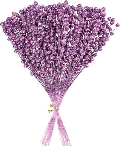 ASSR 100 حزمة من سيقان التوت اللامعة لعيد الميلاد، 15.7 بوصة أعواد عيد الميلاد المزيفة، أعواد لامعة من الفاكهة الاصطناعية لتزيين شجرة عيد الميلاد - أخضر، 210712XU03-7-2#HSM13 in Kuwait