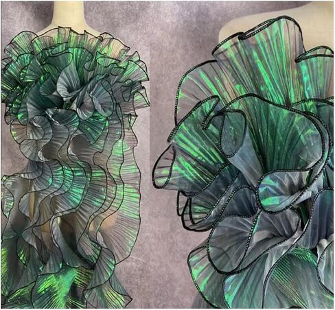 5 Yards Retro Ruffle Pleated Chiffon Trim Dress Bag Decoration Tulle Fabric Applique Trimming Craft Sewing (White Ruffle) in Saudi Arabia
