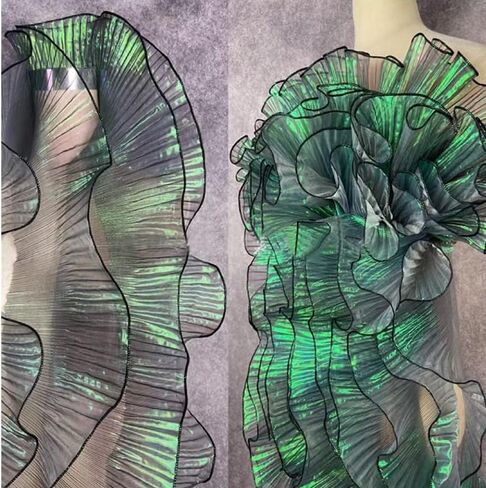 5 Yards Retro Ruffle Pleated Chiffon Trim Dress Bag Decoration Tulle Fabric Applique Trimming Craft Sewing (White Ruffle) in Saudi Arabia