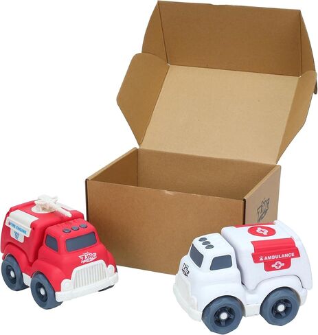 مركبات Zing Plantastic City - عبوة مزدوجة (حجم متوسط) - خلاط أسمنت وشاحنة قلابة - مصنوعة من مادة قش القمح بنسبة 40% - لعبة تظاهر للعب للأعمار من 3 سنوات فما فوق in Kuwait