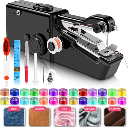 User-Friendly Cordless Handheld Sewing Machine for Beginners, Mini Sewing Machine with Accessories Kit, Portable Sewing Machine for A Variety of Fabrics, Clothes Repair Easy A Must-Have for Home DIY in Kuwait