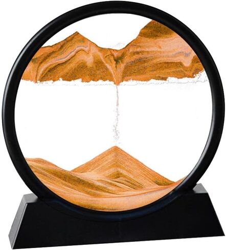 ANXUS Moving Sand Art Picture in Motion Round Glass 3D Deep Sea Sandscape Display Flowing Sand Frame, Sensory Relaxing Desktop Home Office Work Desk Decor(7", Purple) in Kuwait