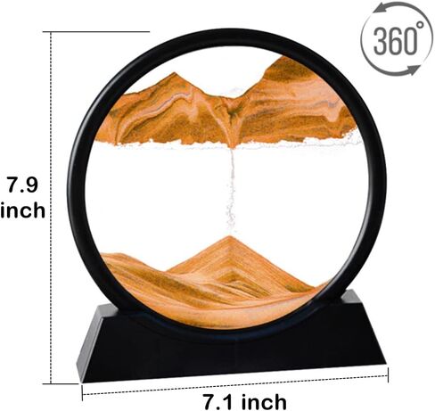 ANXUS Moving Sand Art Picture in Motion Round Glass 3D Deep Sea Sandscape Display Flowing Sand Frame, Sensory Relaxing Desktop Home Office Work Desk Decor(7", Purple) in Kuwait