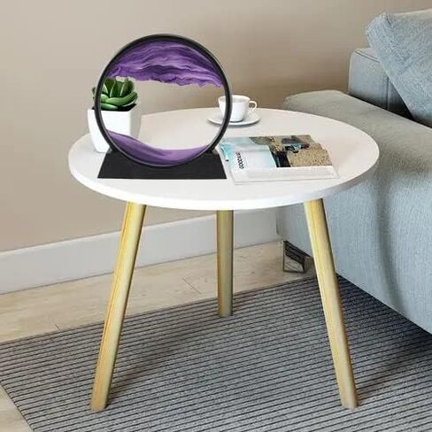 ANXUS Moving Sand Art Picture in Motion Round Glass 3D Deep Sea Sandscape Display Flowing Sand Frame, Sensory Relaxing Desktop Home Office Work Desk Decor(7", Purple) in Kuwait