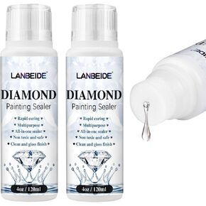 LANBEIDE طلاء ألماس 120 مل، غراء طلاء ألماس 5D، تثبيت دائم وتأثير لامع للرسم الماسي وغراء الألغاز (4 أونصة) in Kuwait