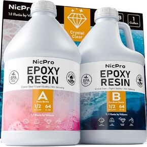 طقم راتنجات الإيبوكسي الشفاف الكريستالي من Nicpro بوزن 32 أونصة، آمن للطعام، راتنجات إيبوكسي للمبتدئين للحرف اليدوية، طلاء القماش، قوالب صناعة المجوهرات الصباغ، طلاء الراتنج والصب