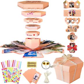 Vienrose Explosion Gift Box Set مفاجأة صندوق الصور الإبداعي المصنوع يدويًا DIY ألبوم الصور سكرابوكينغ مع 6 وجوه لعيد الميلاد والزفاف والخطوبة