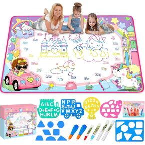 STREET WALK Water Doodle Mat- Kids Painting Writing Doodle Board Toy - Color Drawing Mat Bring Magic Pens Educational Toys for Age 3 4 5 6 7 8 9 10 11 12 Year Old Girls Boys Toddler Gift in Kuwait