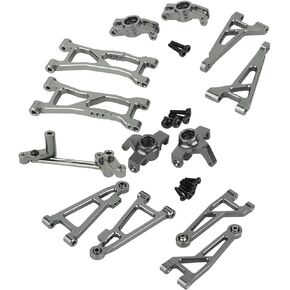 Metal A Arm Steering Components Steering Block Replacement Full kit for 1/16 H16BM H16GT H16DR H16 MJX 16207 16208 16209 16210 Hyper GO RC Car Upgrade Parts (Blue)