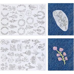 50 Pcs Hand Sewing Stabilizers Wash Away Water Soluble Stabilizer Tear Away Machine Embroidery Stabilizers with Flower Patterns for Embroidery Hand Sewing Lover