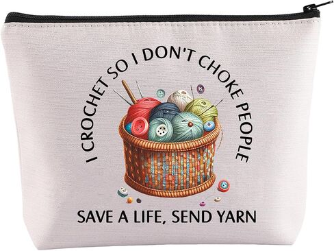 BDPWSS هدية كروشيه لمحبي الكروشيه هدية I Crochet So I لا أختنق الناس لإنقاذ الحياة أرسل حقيبة مكياج من الغزل هدية حياكة (Crochet So Yarn PK) in Kuwait