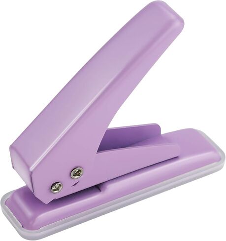 Single Hole Puncher Handheld 1/4 Inches Hole Punch, 20 Sheet Paper Punch Capacity Metal Hole Puncher with Skid-Resistant Base for Paper, Chipboard, Art Project, Purple in Kuwait