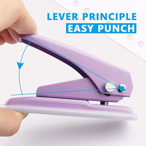 Single Hole Puncher Handheld 1/4 Inches Hole Punch, 20 Sheet Paper Punch Capacity Metal Hole Puncher with Skid-Resistant Base for Paper, Chipboard, Art Project, Purple in Kuwait
