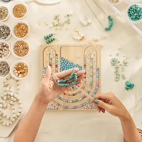 Petoysoso Bead Board for Jewelry Making, Bamboo Beading Board for Jewelry Bracelet Making, DIY Bracelet Bead Board in Kuwait
