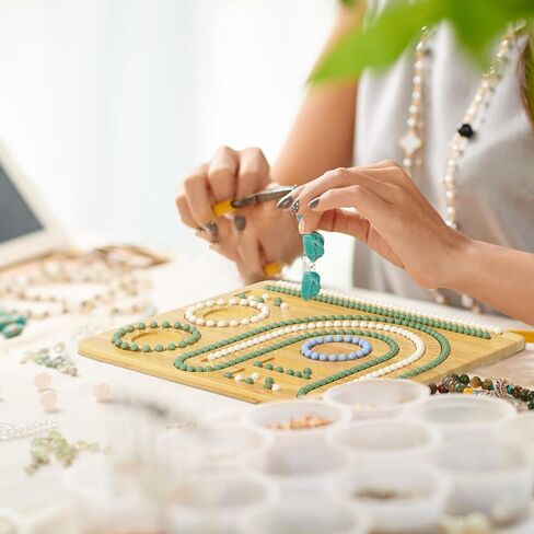 لوح خرز من الخيزران يوم الأربعاء لصنع المجوهرات - تصميم السوار والقلادة مع سجادات الخرز - لوح خرز من الخيزران DIY للتصميمات الإبداعية - حجم كبير 9.7 بوصة * 7.6 بوصة * 0.47 بوصة (م) in Kuwait