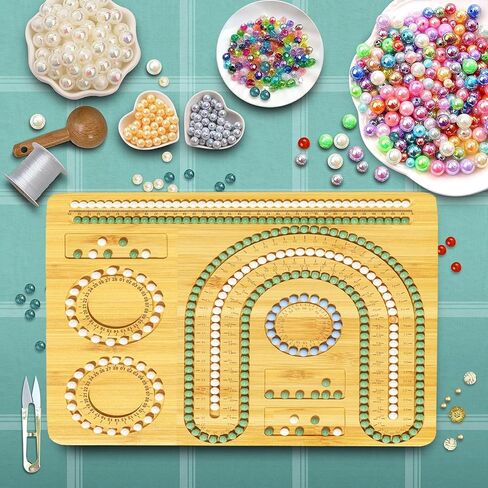 لوح خرز من الخيزران يوم الأربعاء لصنع المجوهرات - تصميم السوار والقلادة مع سجادات الخرز - لوح خرز من الخيزران DIY للتصميمات الإبداعية - حجم كبير 9.7 بوصة * 7.6 بوصة * 0.47 بوصة (م) in Kuwait