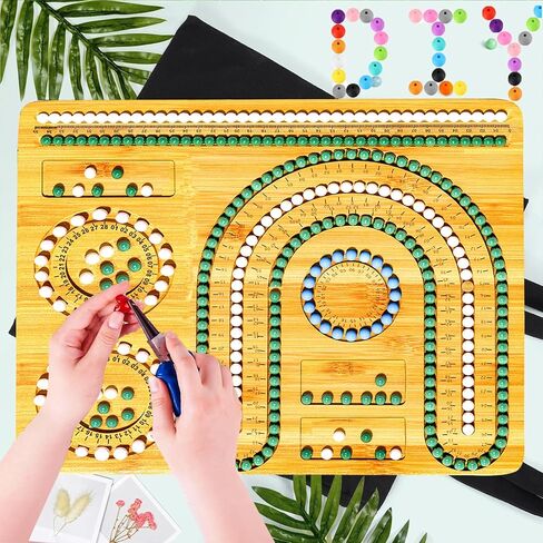 لوح خرز من الخيزران يوم الأربعاء لصنع المجوهرات - تصميم السوار والقلادة مع سجادات الخرز - لوح خرز من الخيزران DIY للتصميمات الإبداعية - حجم كبير 9.7 بوصة * 7.6 بوصة * 0.47 بوصة (م) in Kuwait