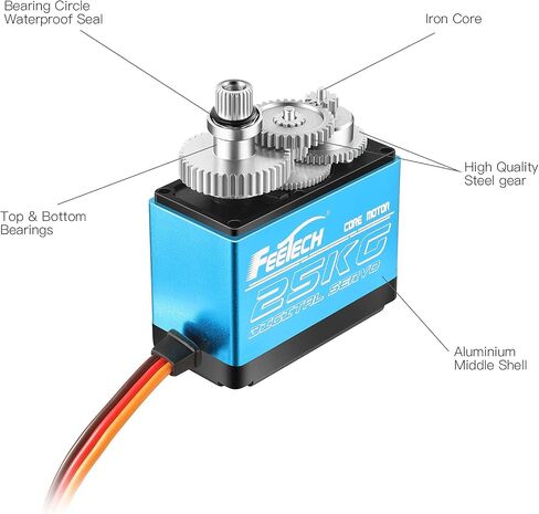 35KG Servo Motor 7.4V High Voltage Waterproof High Torque RC Servo Full Metal Gear Digital Servo, Aluminium Case, Control Angle 180° for 1/8 1/10 RC Cars, TRAXXS x4, Baja, RC4WD, GTR and More in Kuwait