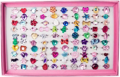 ONEST 100 Pieces Cute Rings Jewelry Rings Pretend Play Ring and Dress up Ring Gift in Kuwait