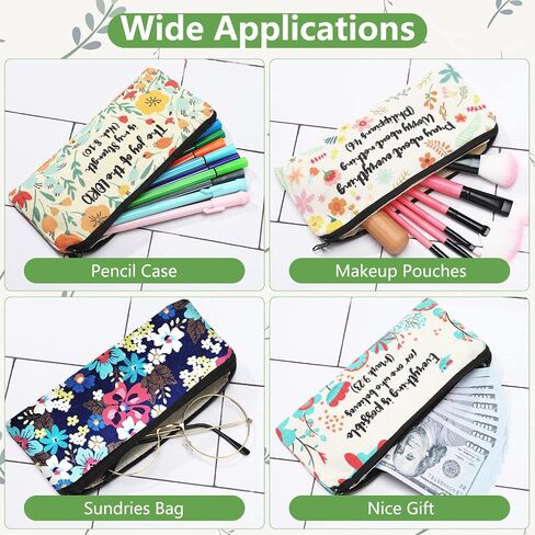 4 Pieces Inspirational Bible Verse Pencil Pouch Christian Pencil Case Scripture Makeup Bags Canvas Cosmetic Bags for Students Office Journaling Supplies (Bible Verse Pattern,7.8 x 3.8 Inch) in Saudi Arabia