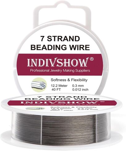 INDIVSHOW 7 حبلا سلك الديكور، 40FT/0.3 مم سلك ذيل النمر لصنع المجوهرات حامل خيوط قلادة سوار الحرف in Kuwait