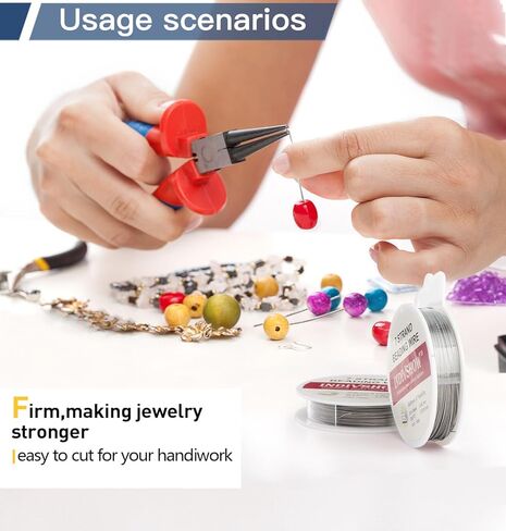 INDIVSHOW 7 حبلا سلك الديكور، 40FT/0.3 مم سلك ذيل النمر لصنع المجوهرات حامل خيوط قلادة سوار الحرف in Kuwait