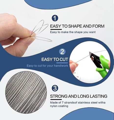 INDIVSHOW 7 حبلا سلك الديكور، 40FT/0.3 مم سلك ذيل النمر لصنع المجوهرات حامل خيوط قلادة سوار الحرف in Kuwait