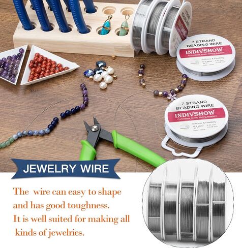 INDIVSHOW 7 حبلا سلك الديكور، 40FT/0.3 مم سلك ذيل النمر لصنع المجوهرات حامل خيوط قلادة سوار الحرف in Kuwait