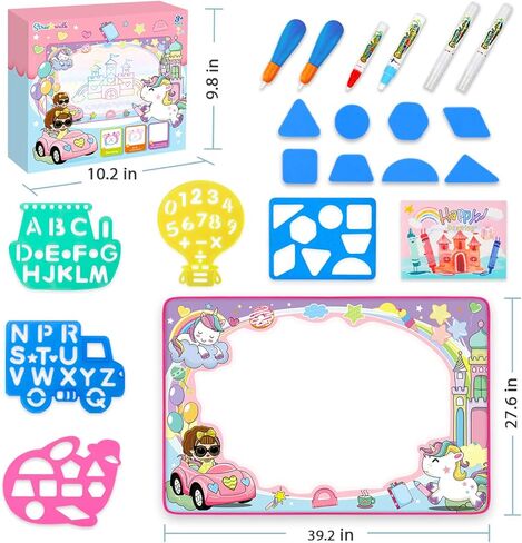 حصيرة ماجيك ماجيك ماجيك من ستريتي ووك - لعبة لوحة رسم لكتابة الرسم - بساط رسم رسم ملون يجلب أقلام سحرية ألعاب تعليمية للأعمار 3 4 5 6 7 8 9 10 11 12 سنة بنات وأولاد ولعمر طفل صغير in Kuwait