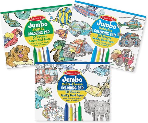 Melissa & Doug Jumbo 50-Page Kids' Coloring Pads Set - Animals, Vehicles, and More in Saudi Arabia
