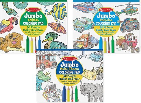 Melissa & Doug Jumbo 50-Page Kids' Coloring Pads Set - Animals, Vehicles, and More in Saudi Arabia