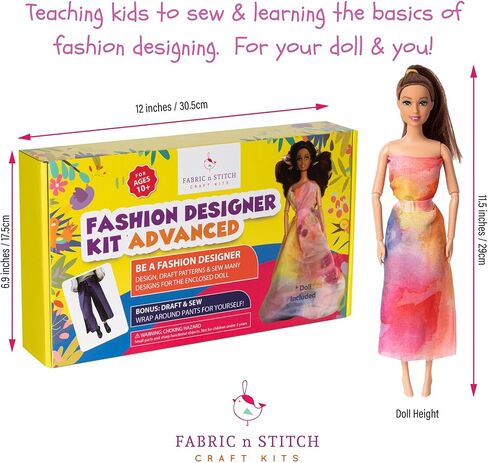 مجموعات مصممي الأزياء للبنات. اقمشة بثنيات وربط من بيج تو ادف، انماط استخدام، انماط مسودة واعادة تصميم، تعلم الخياطة للحصول على دمية جميلة. بنطلون/شورت ملتف من بلس ديزاين اند سو لنفسك in Kuwait